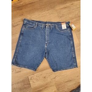 Sz 46 Wrangler® Men's Relaxed Fit Five Pocket Denim Short, Medium Stone